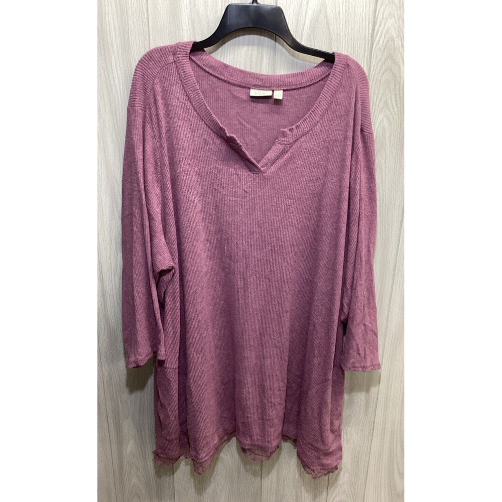 LOGO‎ Lounge Women's (Size 4X) Long Sleeve V-Neck Sweater Rayon Spandex